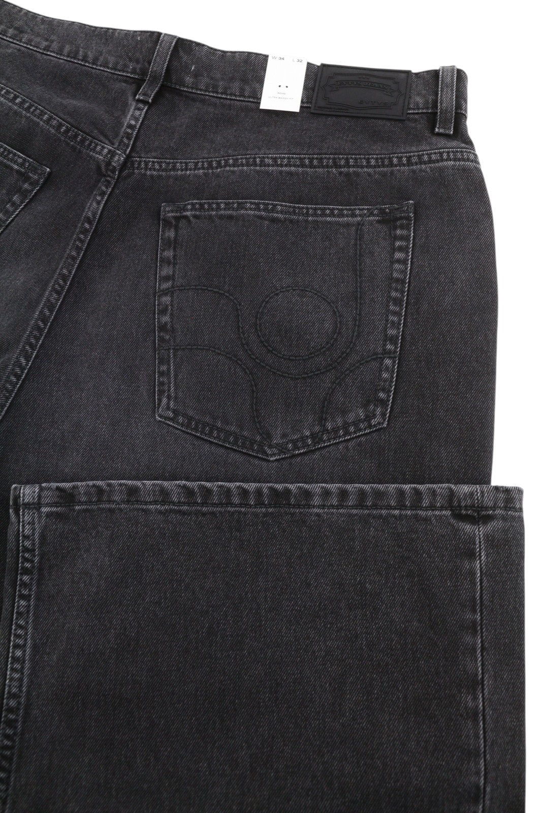 EYTYS Echo Sulphur Wide Baggy Men Jeans W34/L32 Black Faded Unisex RRP370