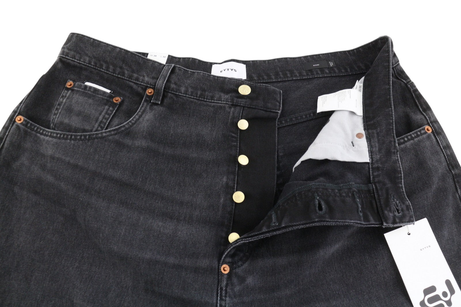 EYTYS Echo Sulphur Relaxed Baggy Men Jeans W36/L32 Black Fade Unisex RRP370