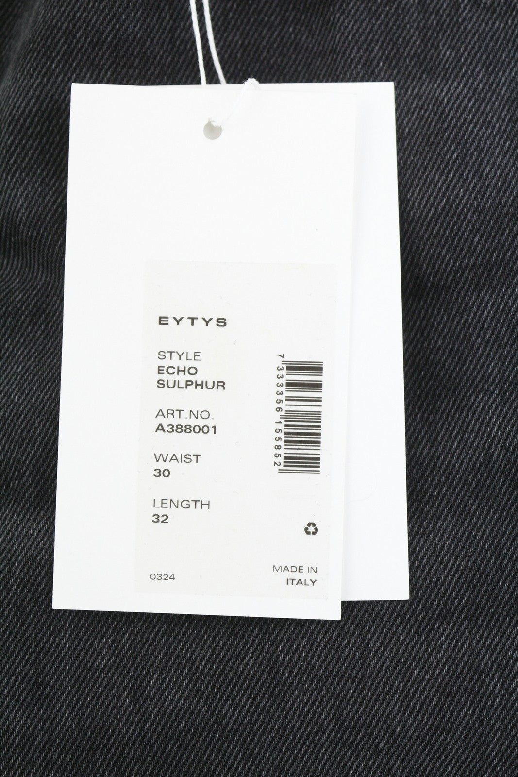 EYTYS Echo Sulphur Big Baggy Men Jeans W30/L32 Black Washed Unisex RRP370