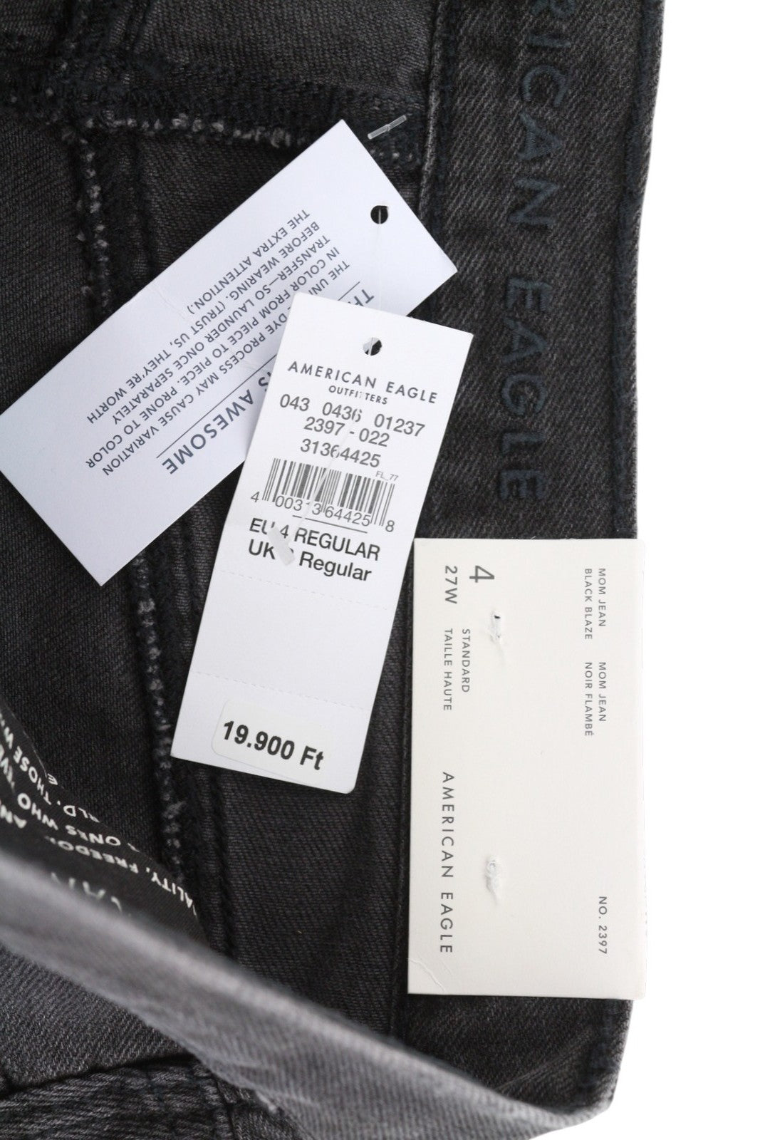 AMERICAN EAGLE OUTFITTERS Mom Black Blaze Women Jeans W27 Ripped Distressed