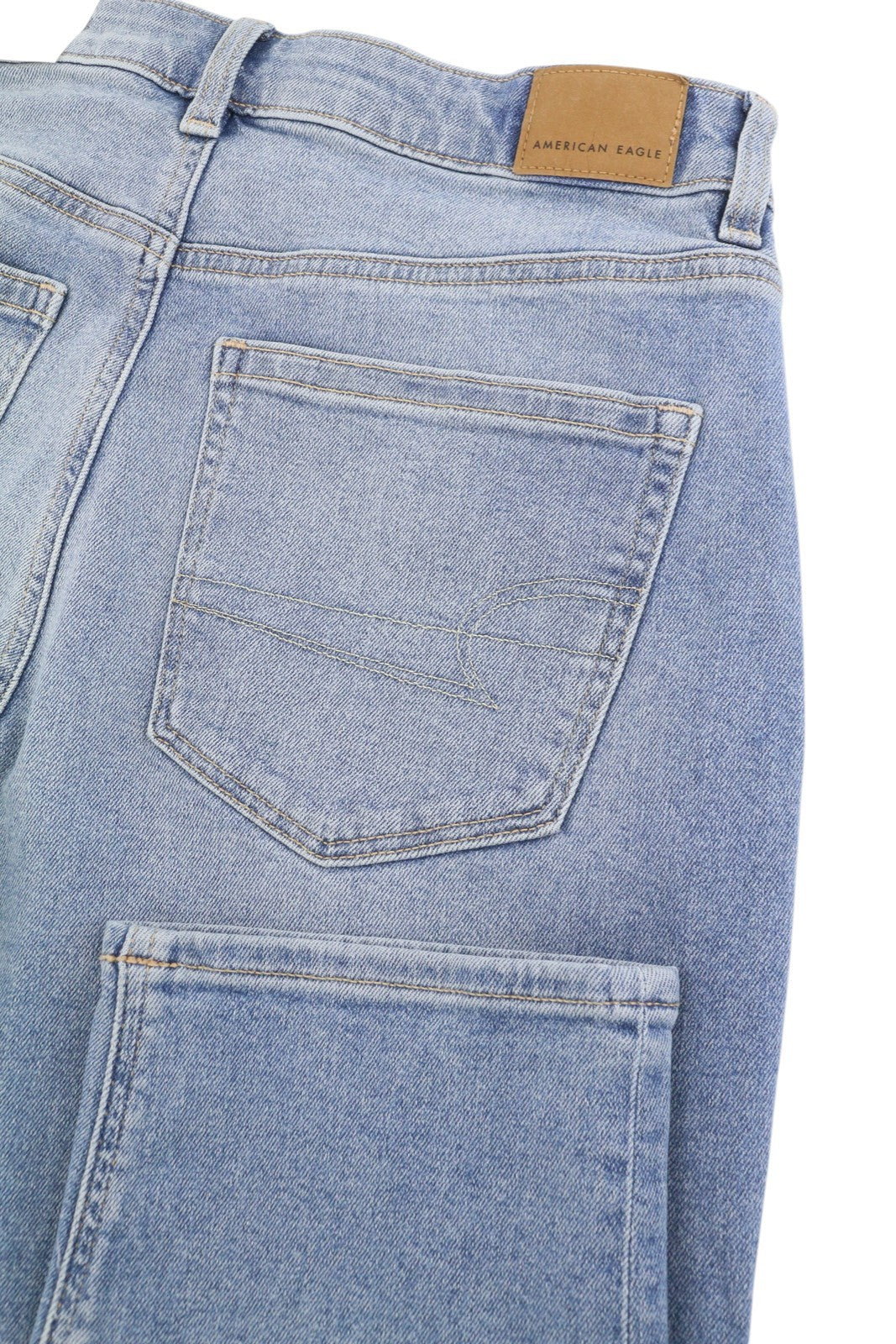 AMERICAN EAGLE OUTFITTERS Mom Washed Blue Women Jeans W25 Stretch Whiskered