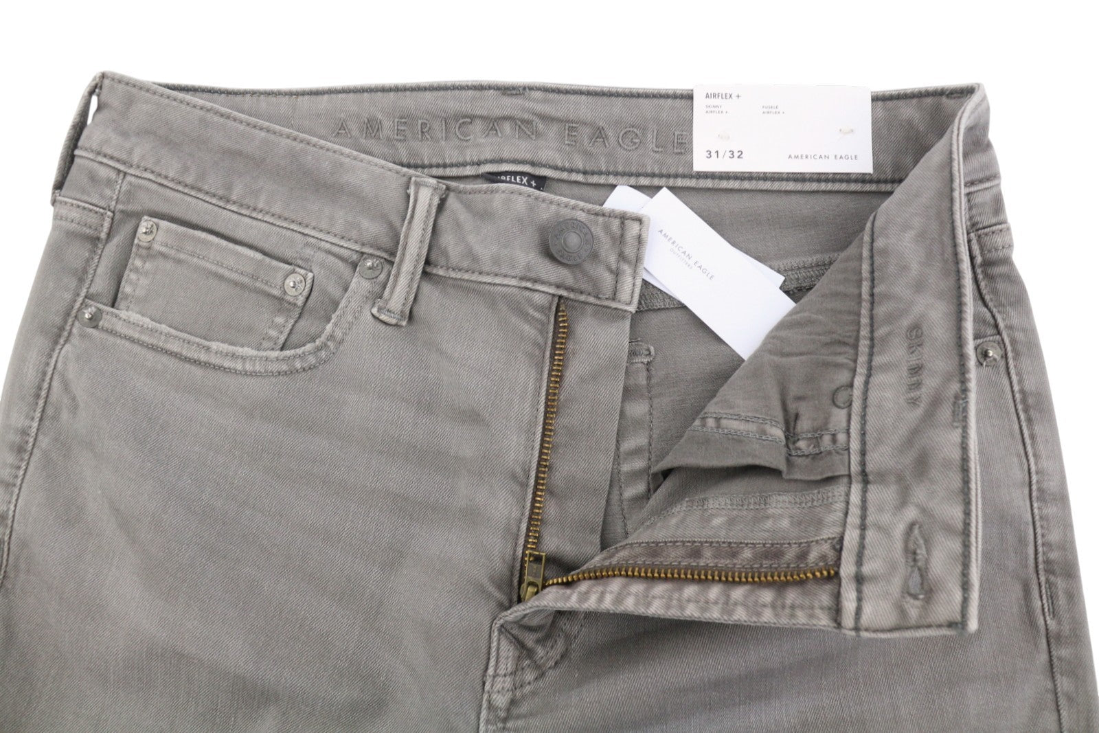AMERICAN EAGLE OUTFITTERS Skinny Airflex+ Men Jeans W31/L32 Grey Faded Whisker
