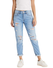 AMERICAN EAGLE OUTFITTERS Tomgirl Slashed Sky Women Jeans W26 Ripped Stretch