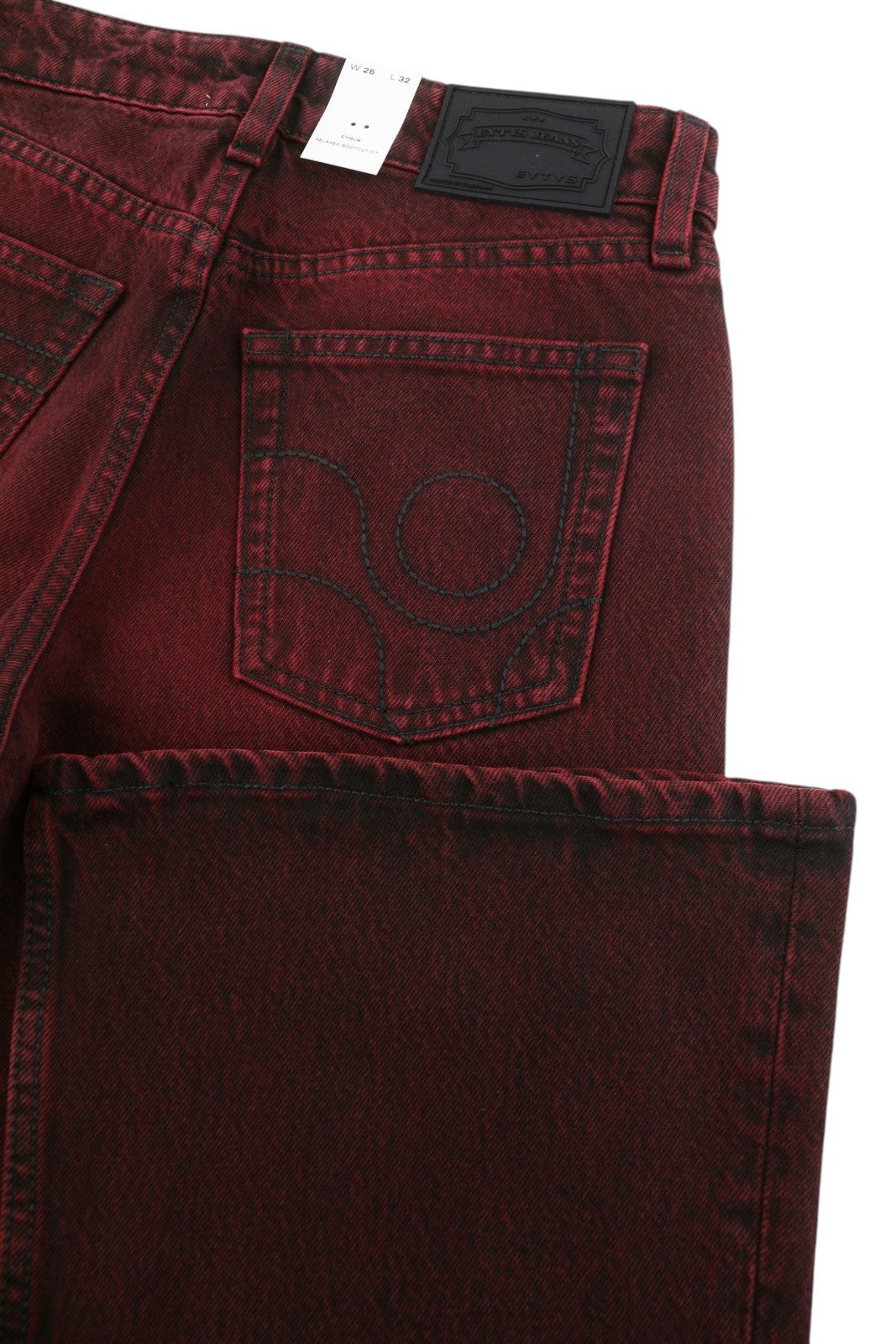 EYTYS Cyrus Sumac Loose Bootcut Women Jeans W25/L32 Burgundy Faded RRP370
