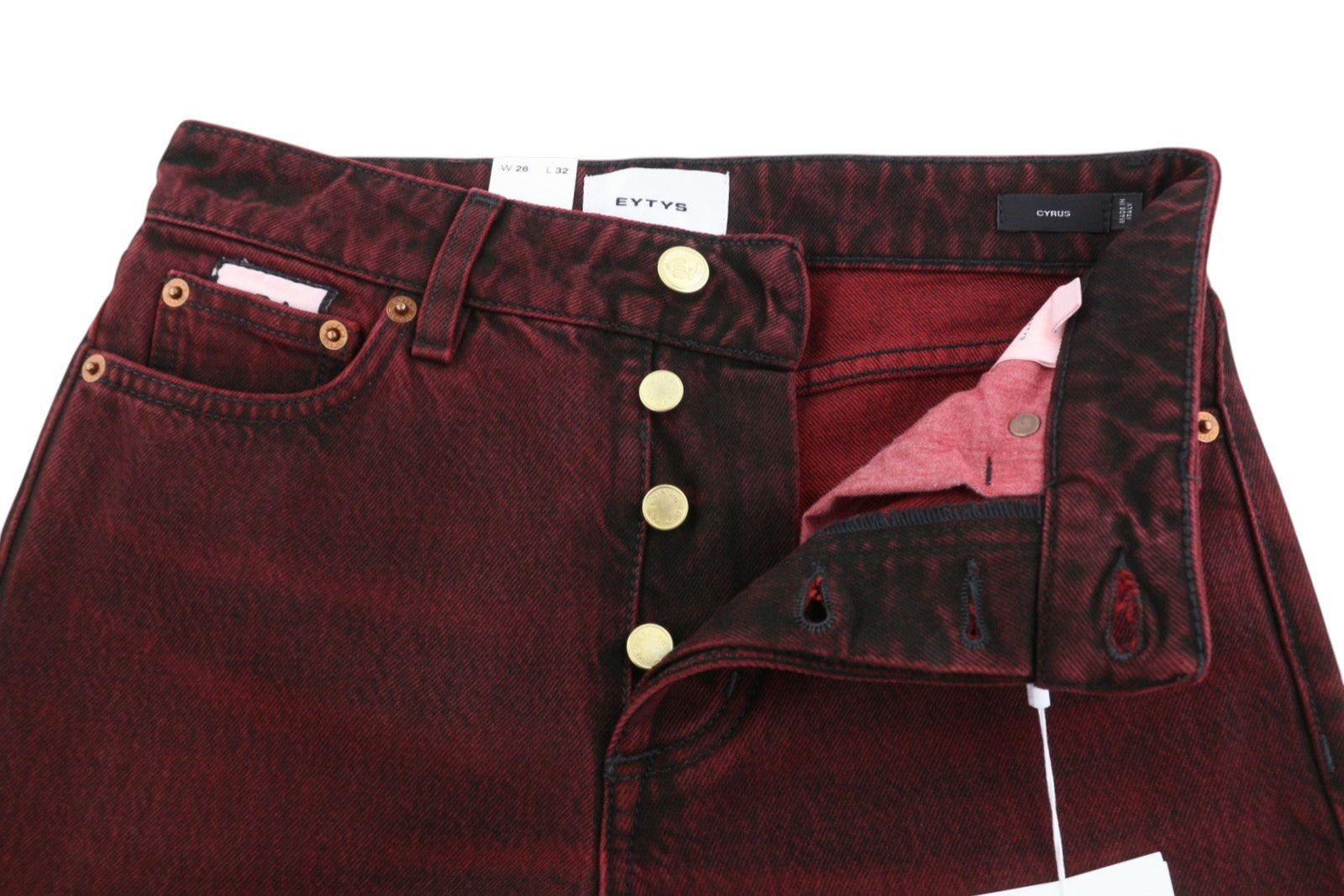 EYTYS Cyrus Sumac Easy Bootcut Women Jeans W26/L32 Burgundy Washed RRP370