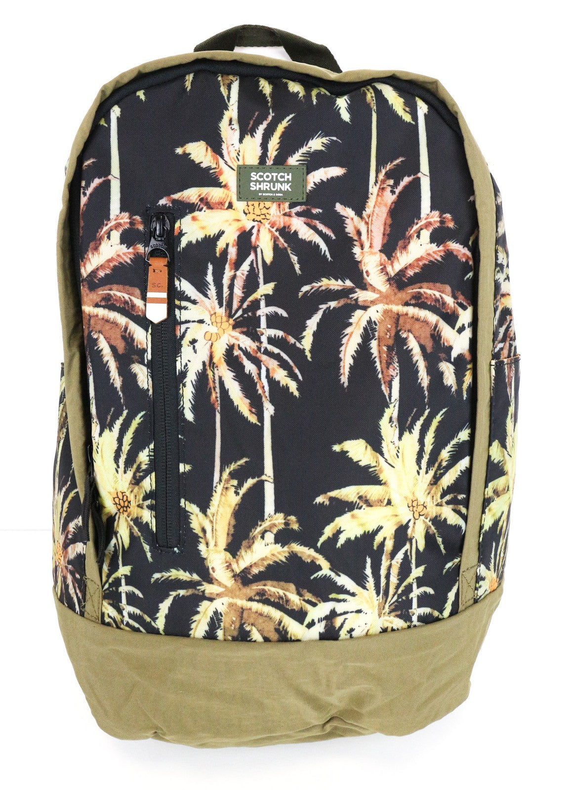 Scotch & Soda Men Backpack OS Green Palm Patterned Adjustable Straps