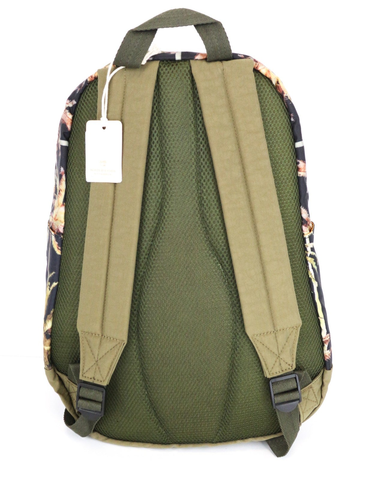 Scotch & Soda Men Backpack OS Green Palm Patterned Adjustable Straps