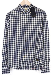 SCOTCH & SODA Men Shirt S Navy Blue Pure Cotton Tartan Plaid Check Button-Down