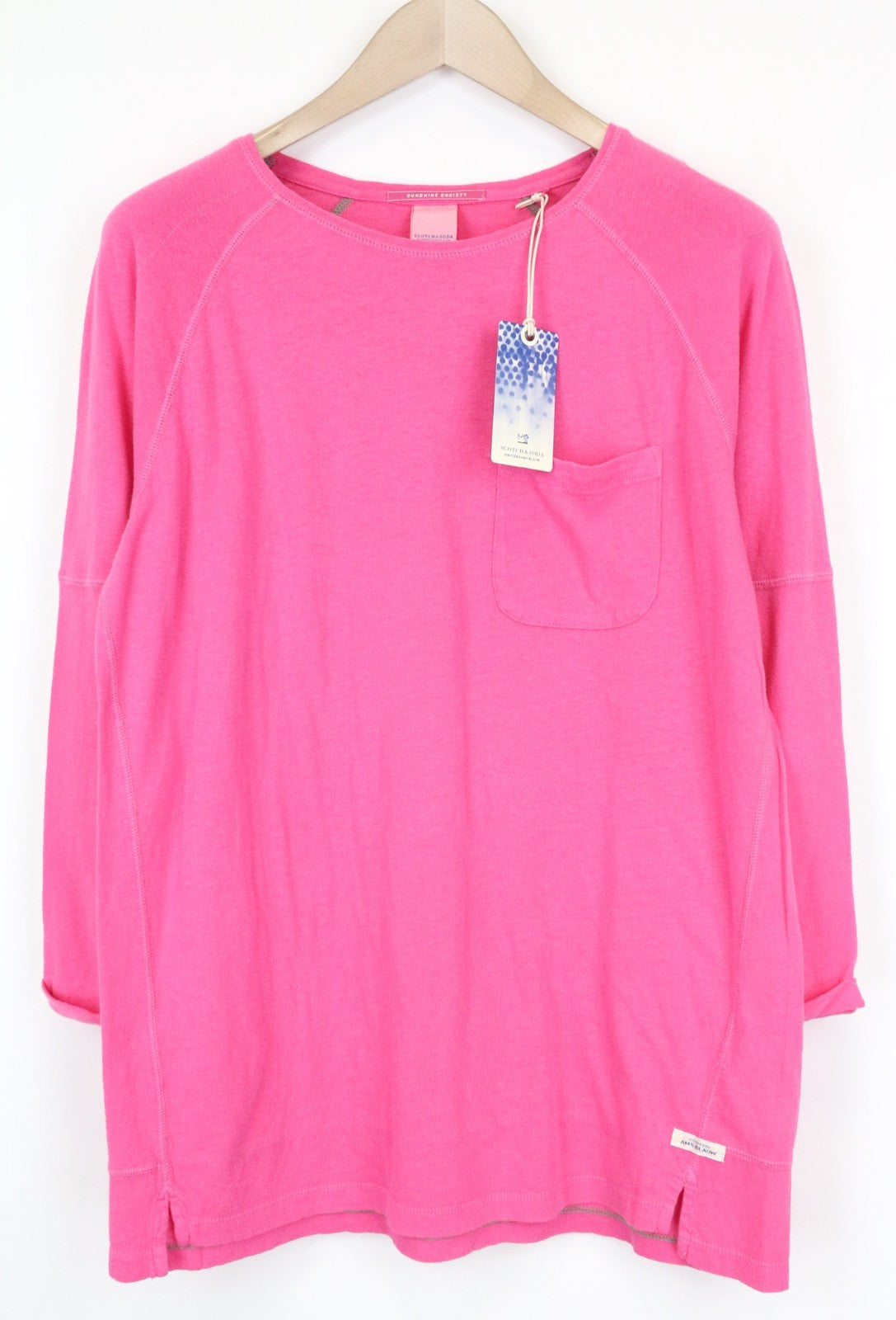 SCOTCH & SODA Men T-Shirt S Light Pink Pullover Crew Neck Classic Jersey Logo