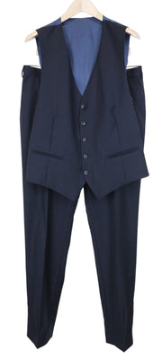 SUITSUPPLY Ferrara Men Suit UK44L Navy Blue Slim 2-Piece Pure Wool Flat-Front