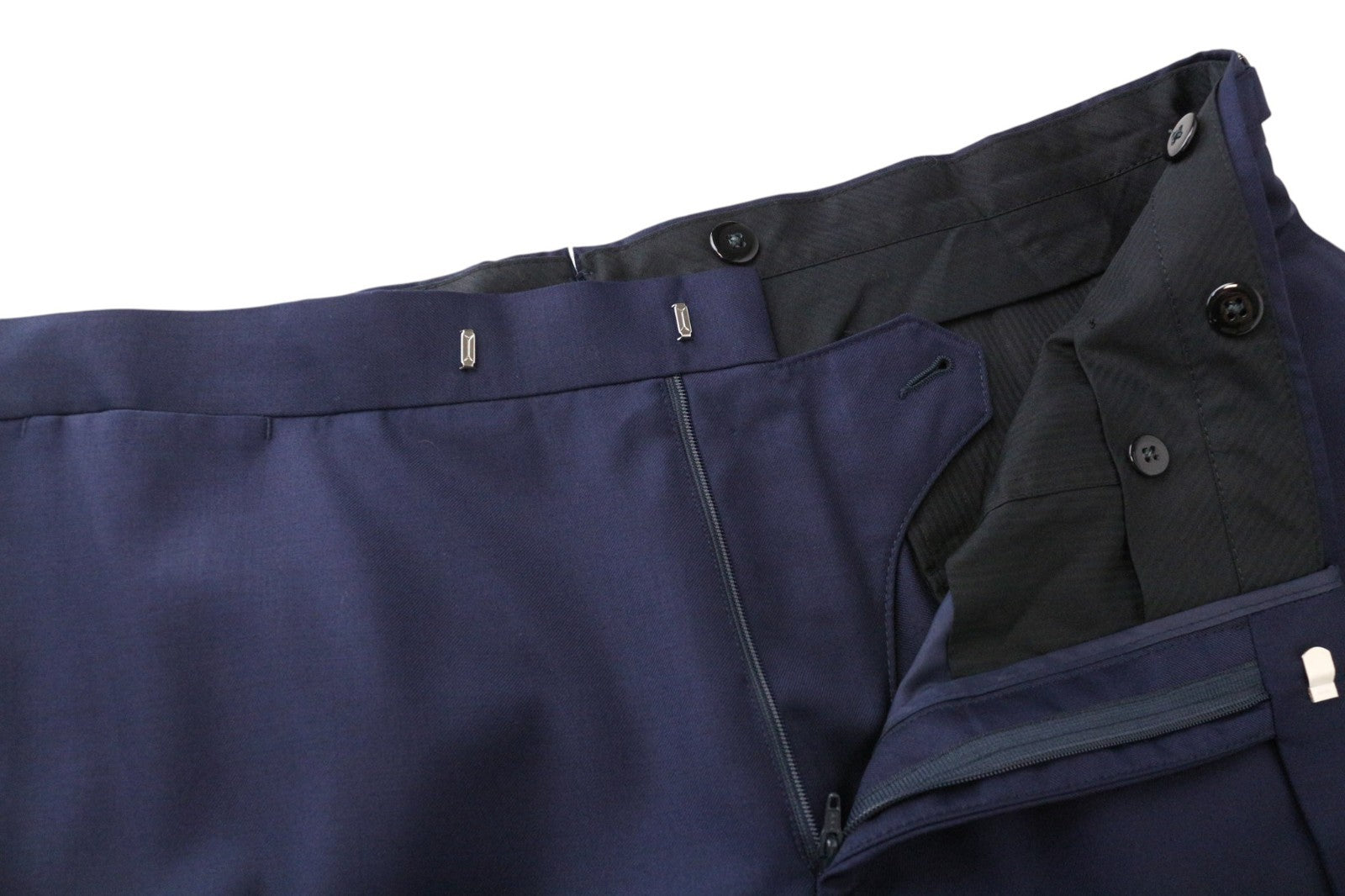 SUITSUPPLY Brescia Tux Men Trousers UK46R Blue Slim Melange Wool Flat-Front