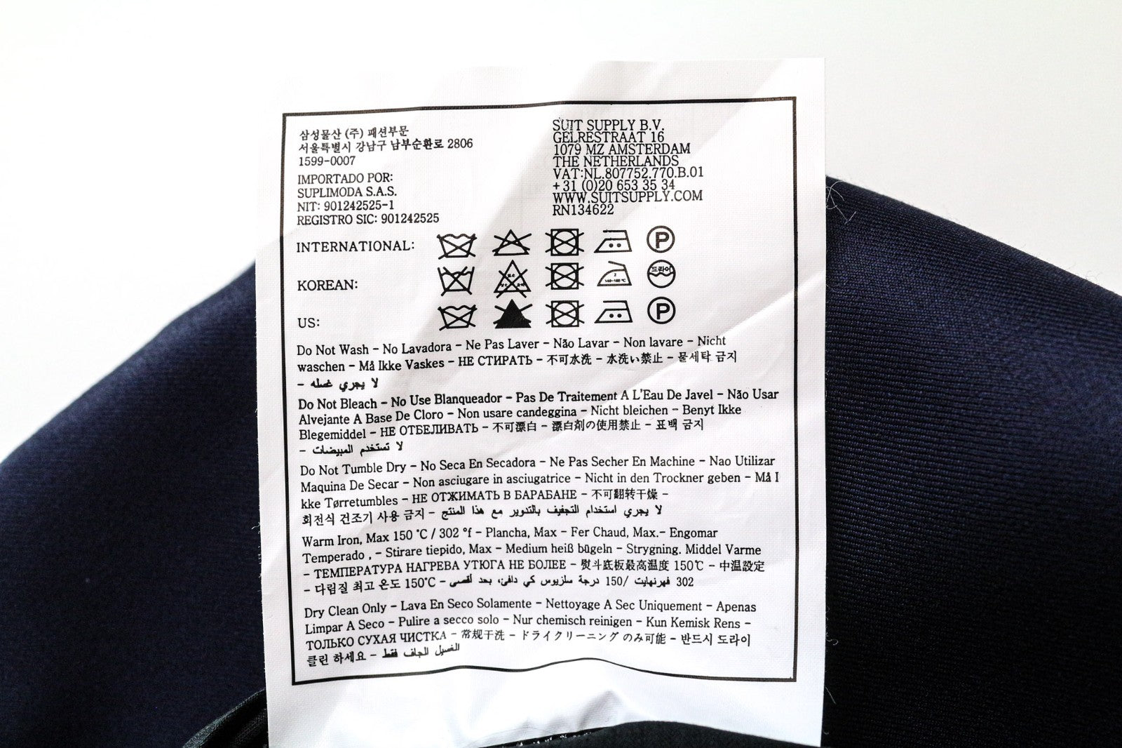 SUITSUPPLY Brescia Tux Men Trousers UK46R Blue Slim Melange Wool Flat-Front