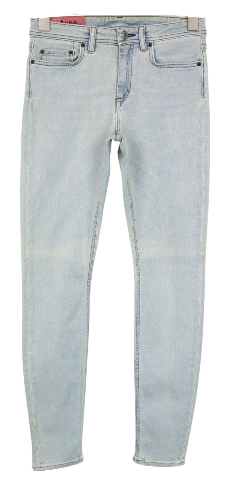 ACNE STUDIOS Climb Women Jeans W26/L32 Light Blue Skinny Fit Stretch Zippered