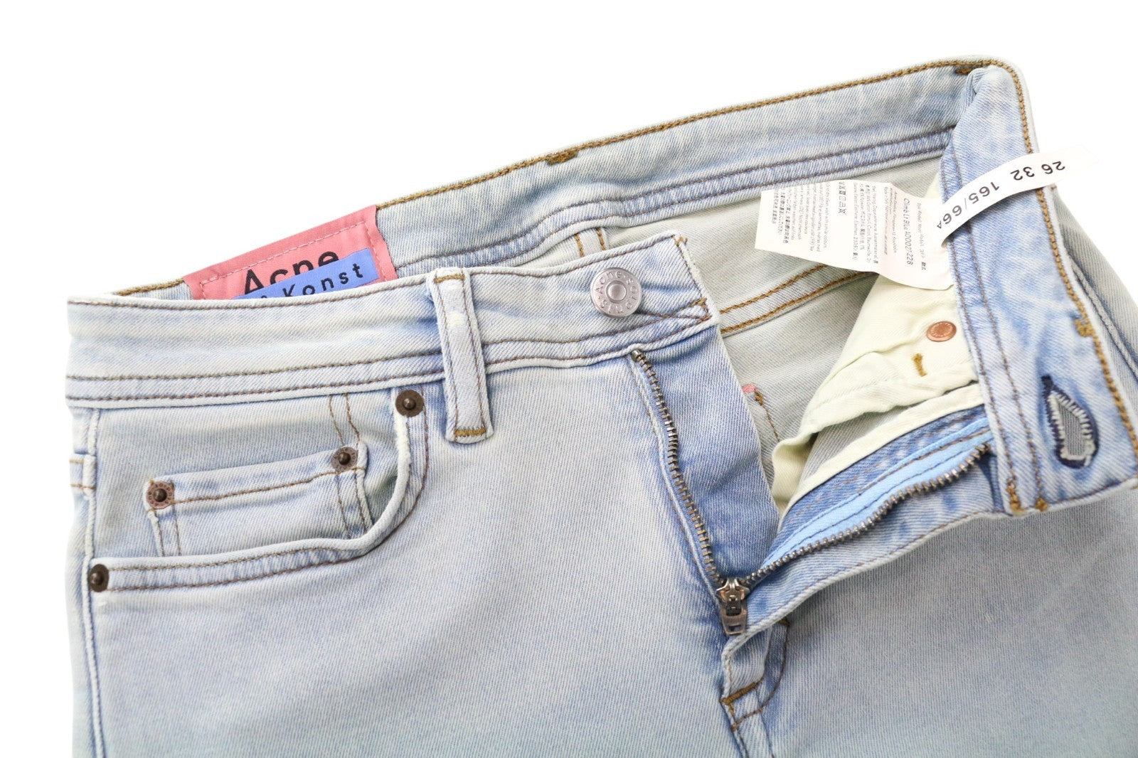 ACNE STUDIOS Climb Women Jeans W26/L32 Light Blue Skinny Fit Stretch Zippered