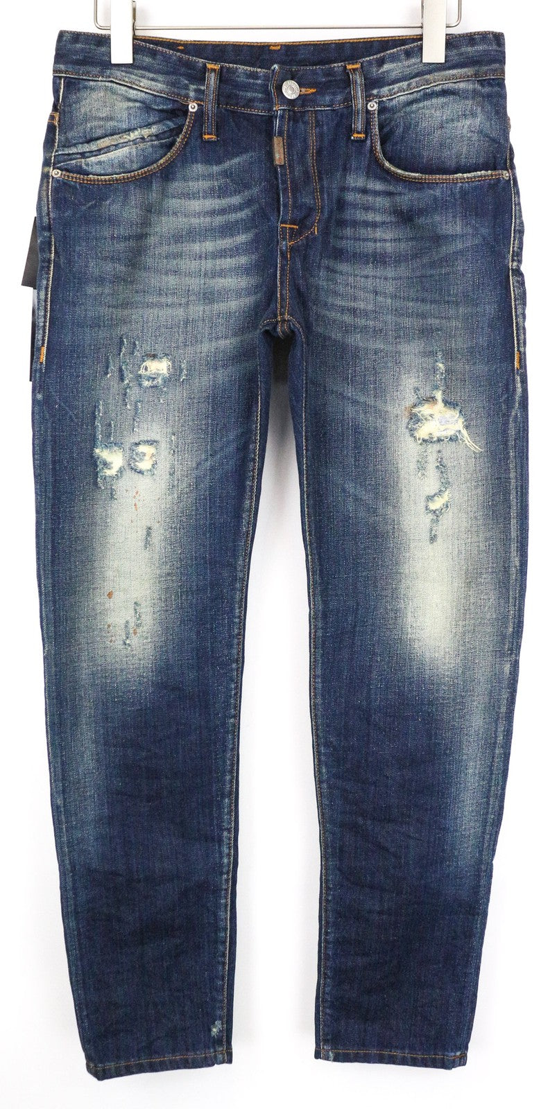 TAKESHY KUROSAWA TK08 Bart Patt Men Jeans W32 Blue Distress Skinny Non-Stretch
