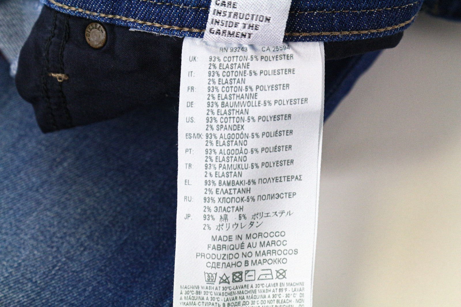 DIESEL Thytan 084RM Men Jeans W32/L32 Blue Comfort-Straight Stretch Buttoned