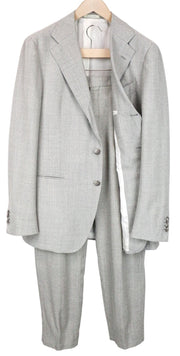 SUITSUPPLY Havana Jetted Men Suit UK44R Grey Melange Slim 2-Piece Pure Wool