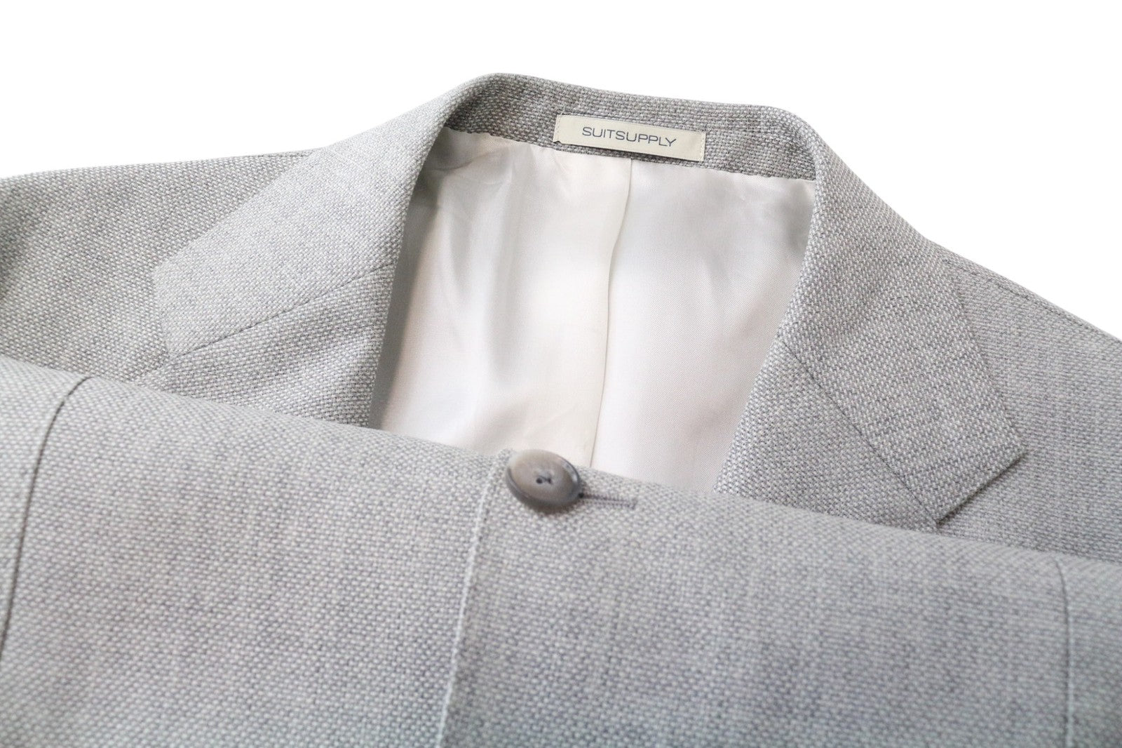 SUITSUPPLY Havana Jetted Men Suit UK44R Grey Melange Slim 2-Piece Pure Wool