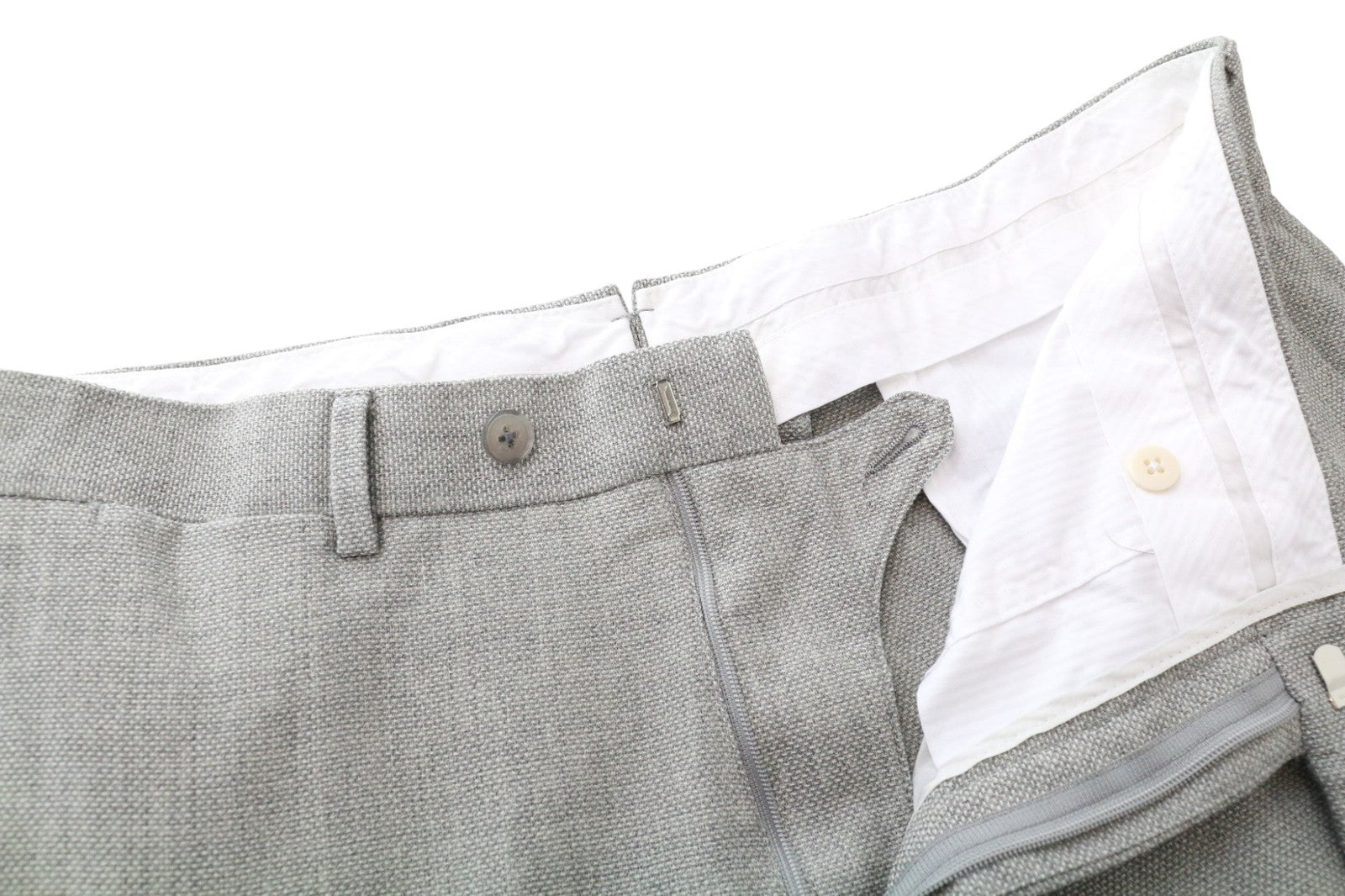 SUITSUPPLY Havana Jetted Men Suit UK44R Grey Melange Slim 2-Piece Pure Wool