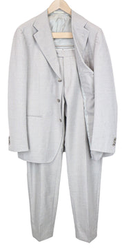 SUITSUPPLY Havana Jetted Men Suit UK46R Grey Slim 2Piece Wool Silk Linen