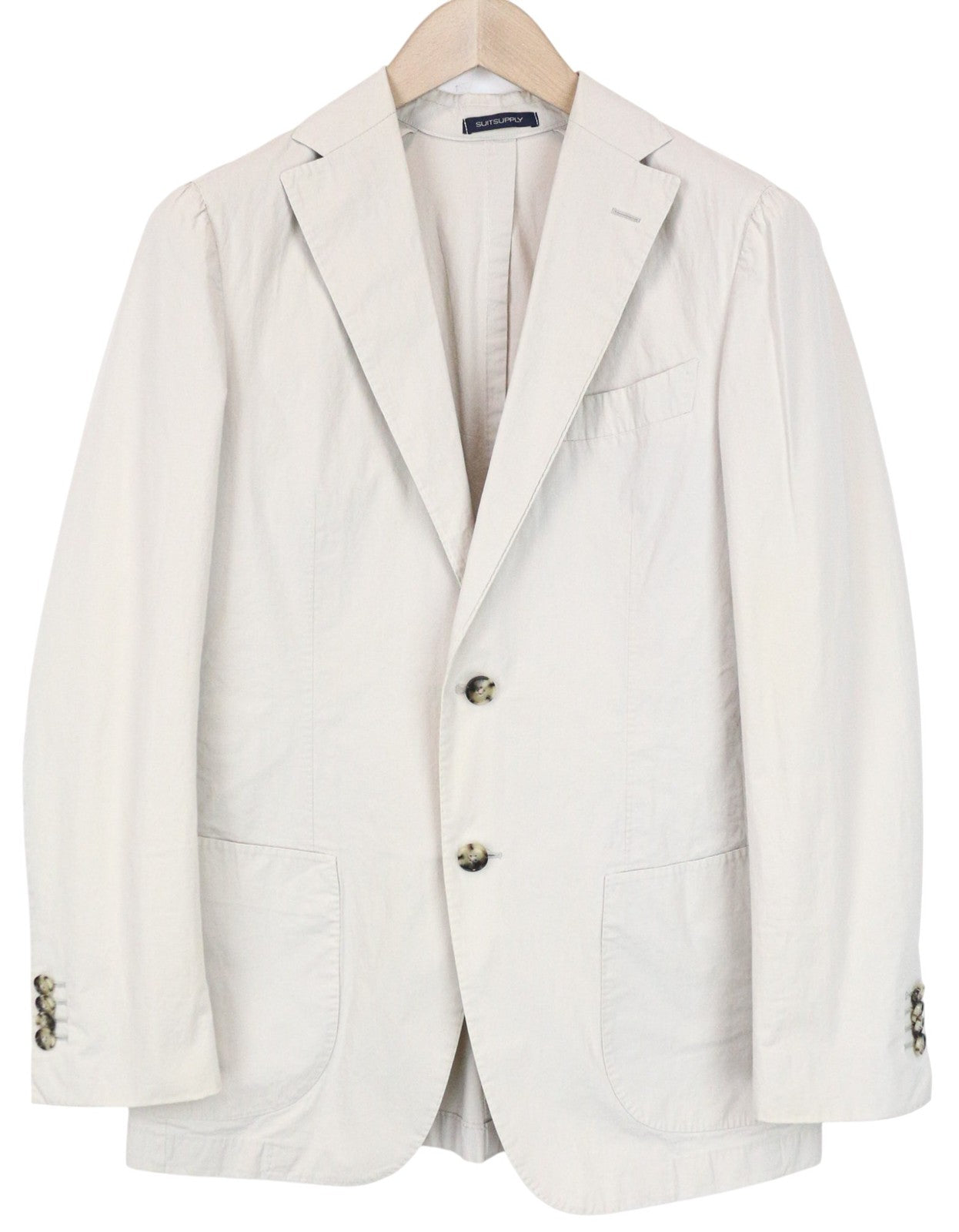 SUITSUPPLY Lazio Patch Unconstructed Men Suit UK36R Beige Slim 2-Piece Cotton