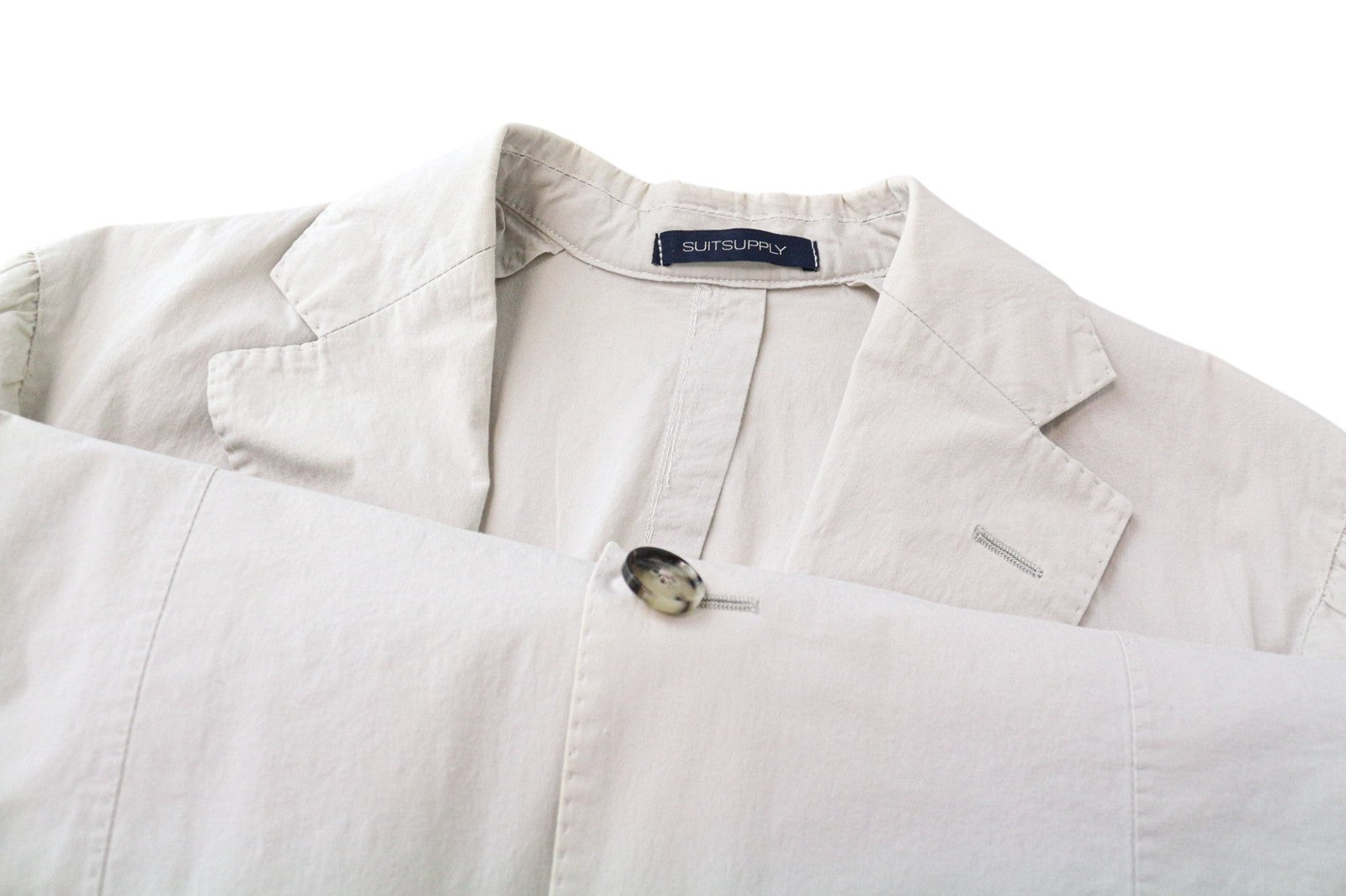 SUITSUPPLY Lazio Patch Unconstructed Men Suit UK36R Beige Slim 2-Piece Cotton