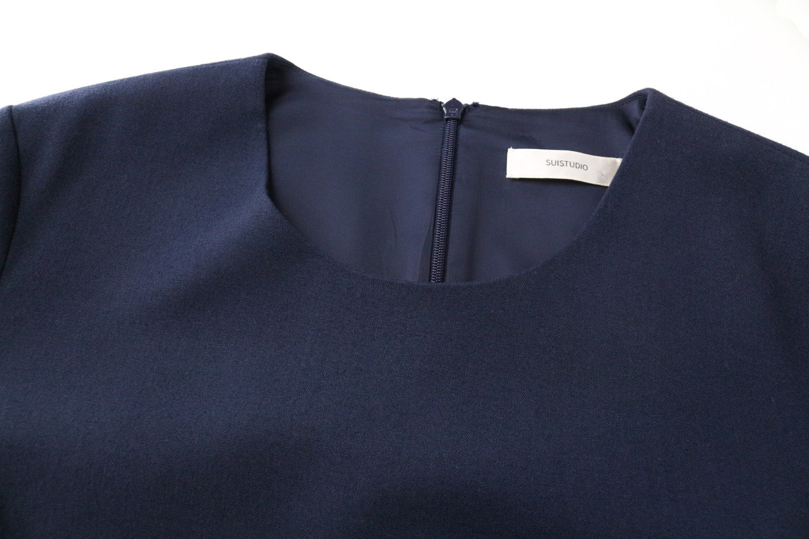 SUISTUDIO Camden Women Dress UK14R L Navy Formal Slim Wool Tunic Mini