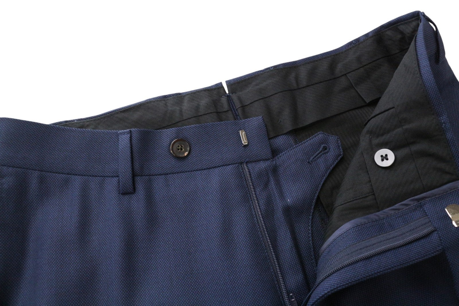 SUITSUPPLY Brescia Men Trousers UK36S Blue Pure Wool Pleated Front Classic