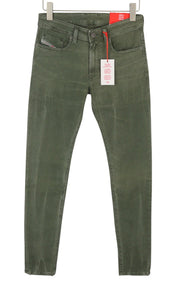 DIESEL 1979 Sleenker 0ENAK Men's Jeans W28/L32 Green Whiskers Low Waist Skinny