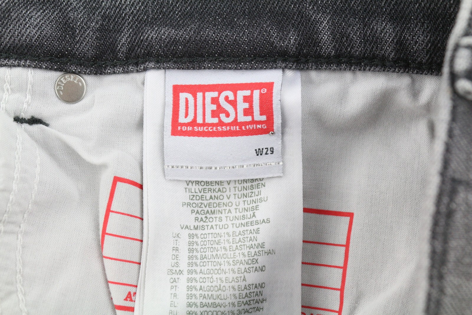 DIESEL 2019 D-Strukt 09G03 Men's Jeans W29/L32 Grey Faded Whiskers Distress