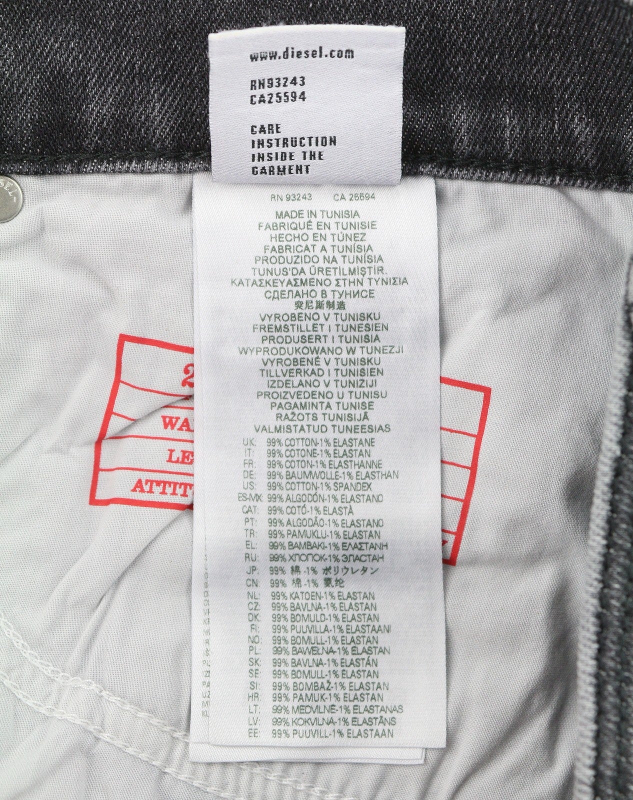 DIESEL 2019 D-Strukt 09G03 Men's Jeans W29/L32 Grey Faded Whiskers Distress