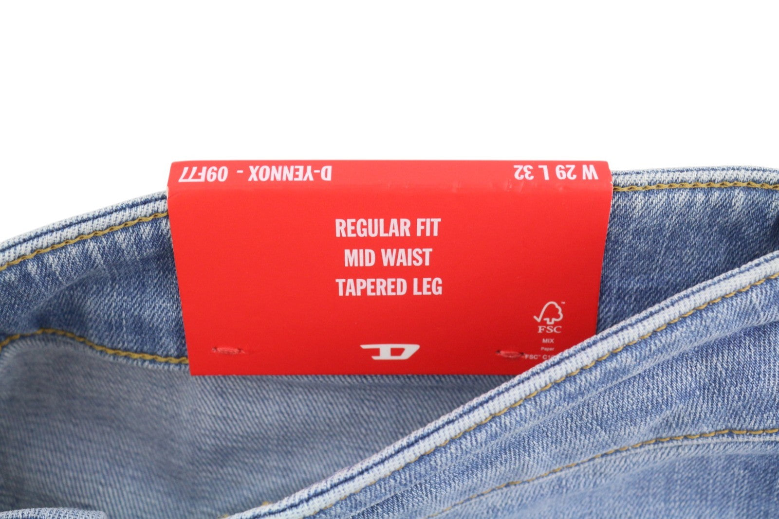 DIESEL D-Yennox 09F77 Men's Jeans W29/L32 Blue Faded Regular Fit Tapered Leg