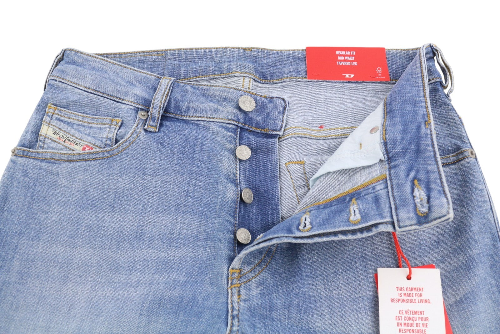 DIESEL D-Yennox 09F77 Men's Jeans W30/L32 Blue Faded Regular Fit Tapered Leg