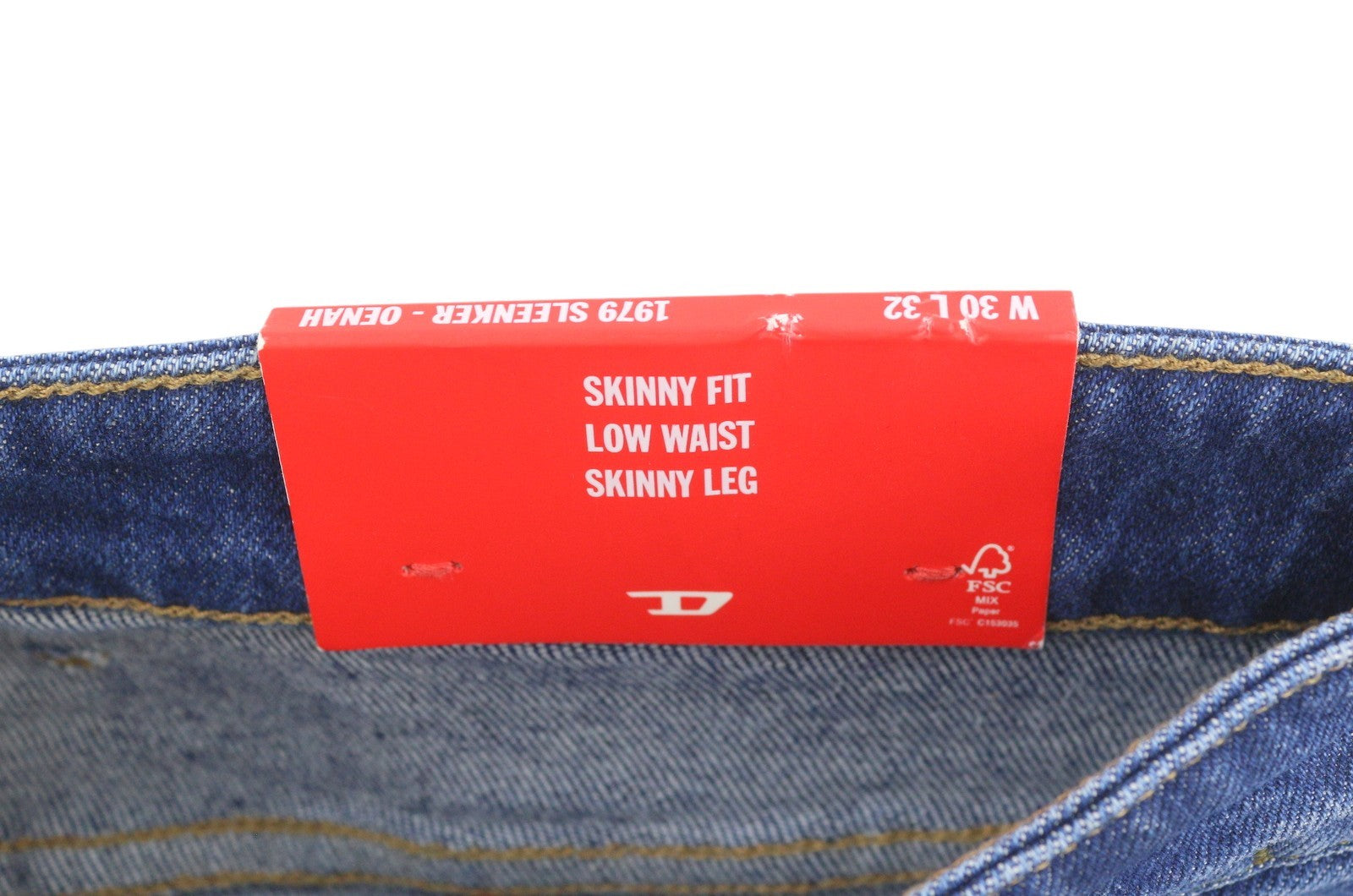 DIESEL 1979 Sleenker 0ENAH Men's Jeans W30/L32 Blue Faded Whiskers Skinny Fit