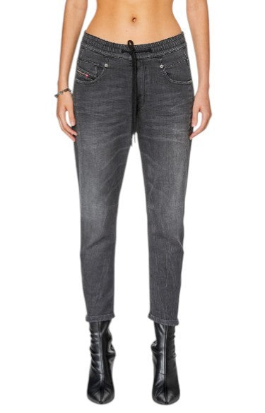 DIESEL D-Fayza Jogg 068FS Women's Jeans W24 Grey Whiskers Faded Cropped