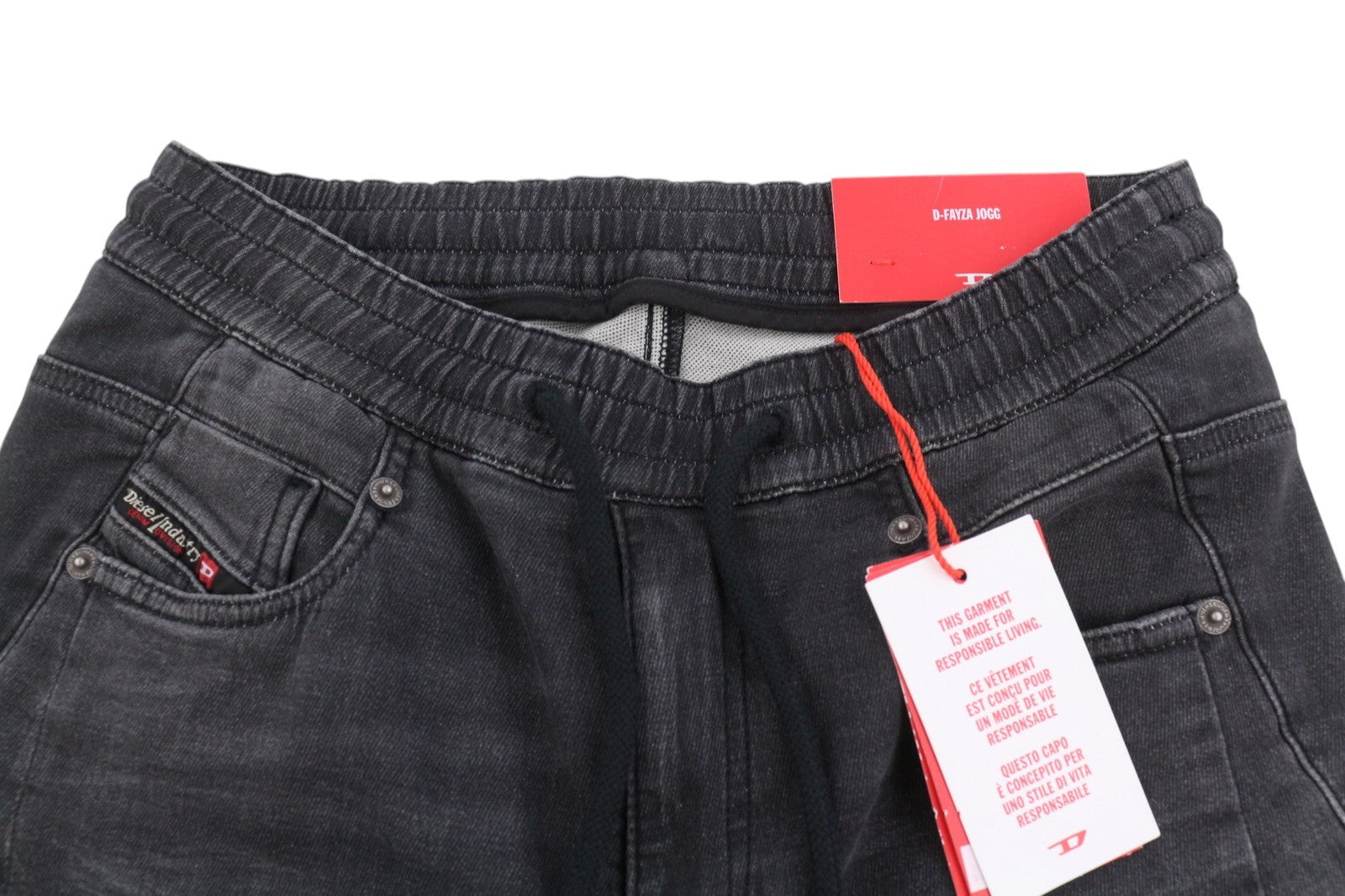 DIESEL D-Fayza Jogg 068FS Women's Jeans W24 Grey Whiskers Faded Cropped