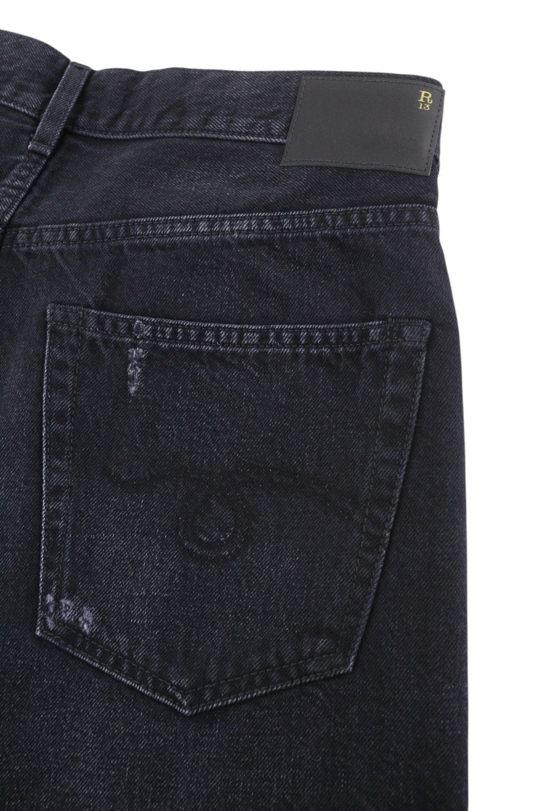 R13 Cross Over Women's Shorts 26 Jake Black Whiskers Faded Distress PS26
