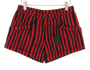 R13 Pouch Pocket Women's Shorts 25 Red Stripe Turn-Up Button Fly Denim PS26