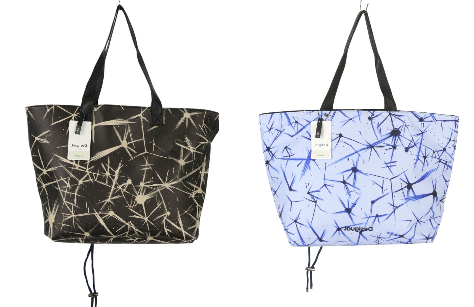 DESIGUAL Asterix Namibia Women's Bag OS Blue Black Pattern Reversible Tote