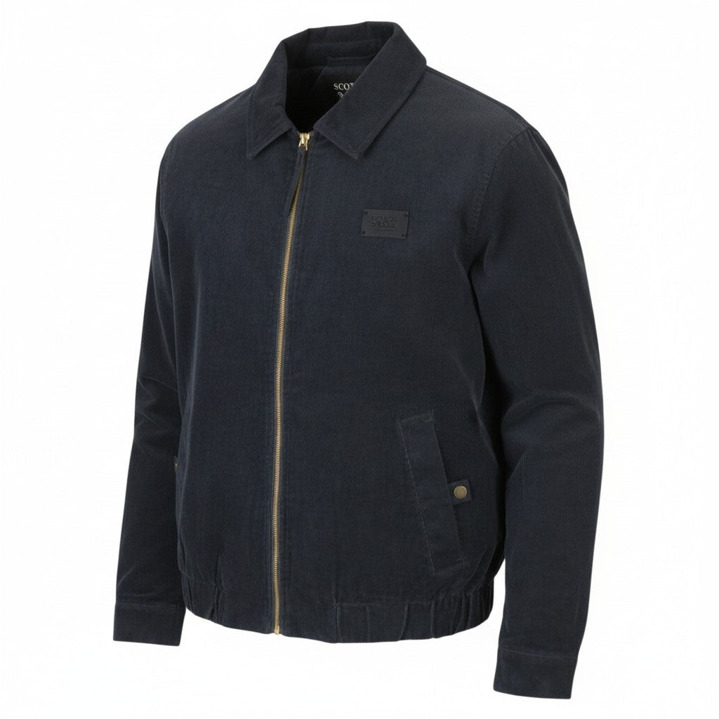 SCOTCH & SODA Men's Jacket M Dark Grey Corduroy Full Zip Spread Lightweight