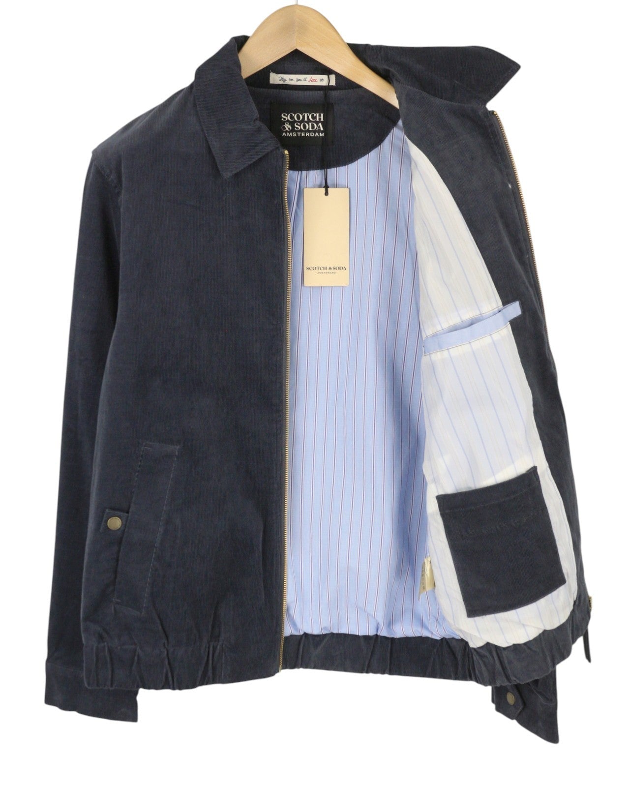 SCOTCH & SODA Men's Jacket M Dark Grey Corduroy Full Zip Spread Lightweight