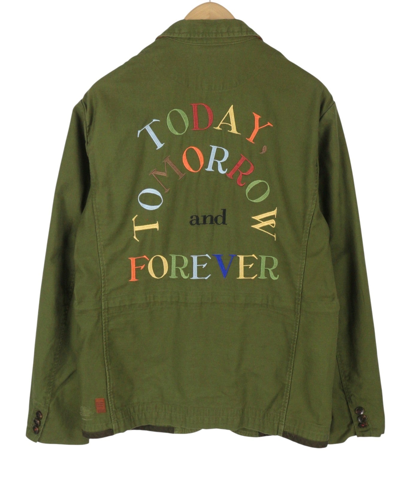 SCOTCH & SODA Men's Jacket M Green Embroidered Button-Up Lightweight
