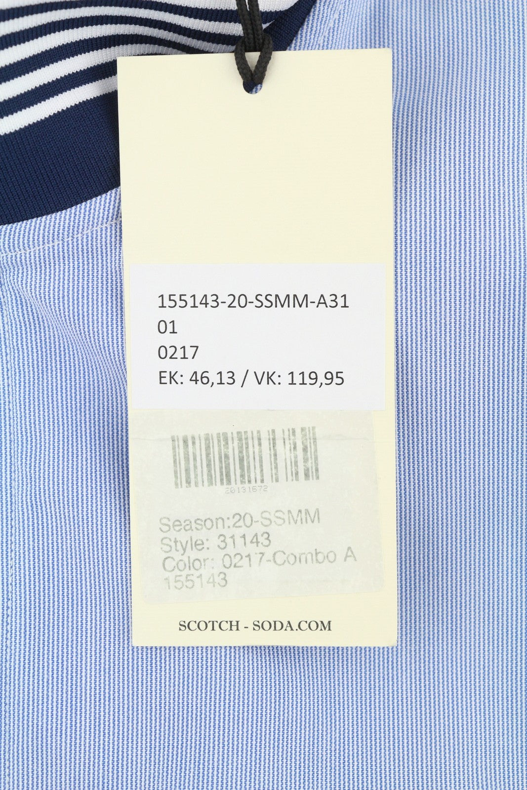 SCOTCH & SODA Men's Jacket M Blue Pinstriped High Neck Full Zip Lightweight
