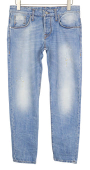 TAKESHY KUROSAWA Men Jeans W34 Slim Fit Light Blue Pure Cotton Washed
