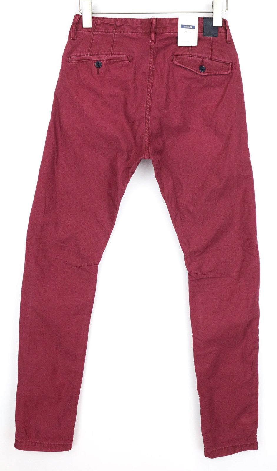 SCOTCH & SODA Theon Men Trousers W29/L34 Slim Tapered Fit Pure Cotton Burgundy