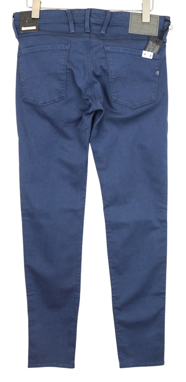 REPLAY Anbass Men Trousers W30/L34 Slim Fit Casual 5-Pocket Blue Cotton Stretch