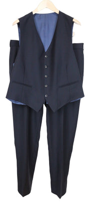 SUITSUPPLY Ferrara Men Suit UK44S Trousers Waistcoat Navy Blue Wool 2 Piece