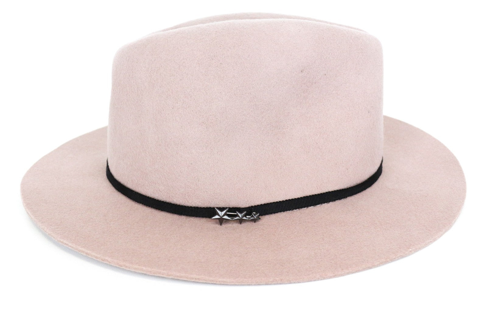 MAISON SCOTCH Women Hat OS Light Pink Pure Wool Stars Pin Everyday Panama