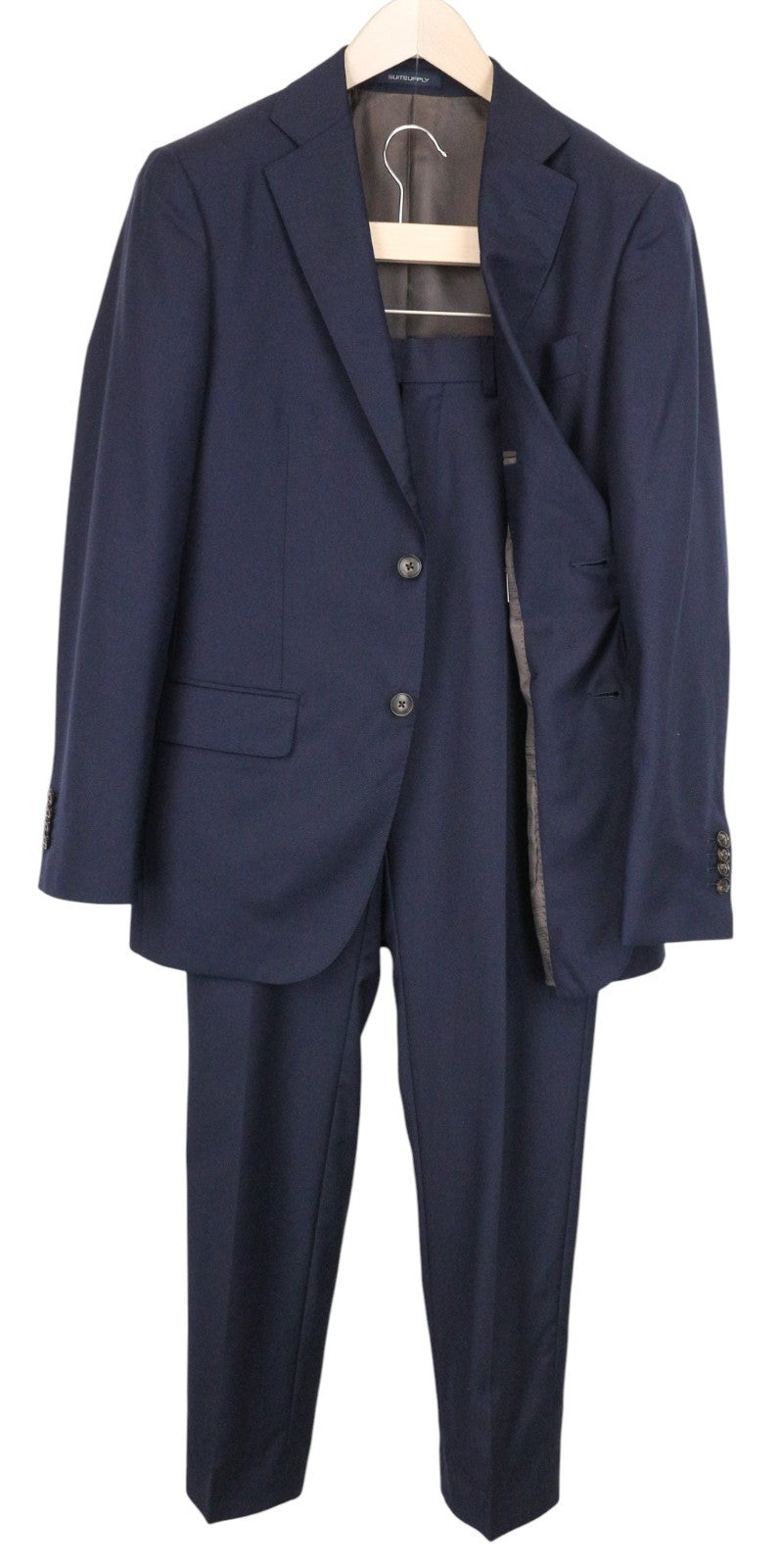 SUITSUPPLY Napoli Men Suit UK34R Single-Breasted Dark Blue Pure Wool 2 Piece