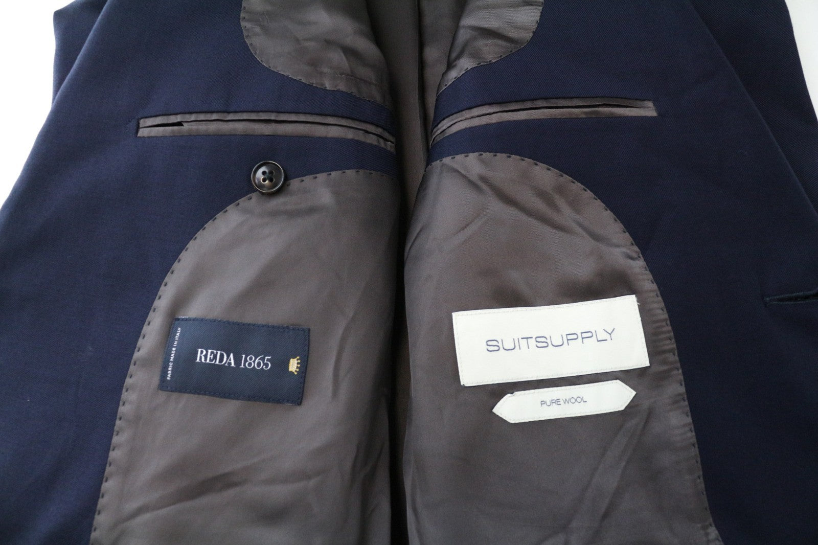 SUITSUPPLY Napoli Men Suit UK34R Single-Breasted Dark Blue Pure Wool 2 Piece